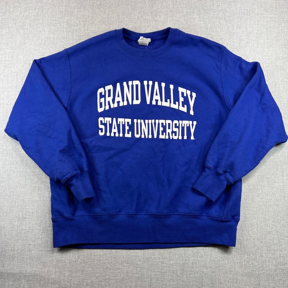 Champion Reverse Weave Grand Valley State University Crewneck Men XL Blue Heavy